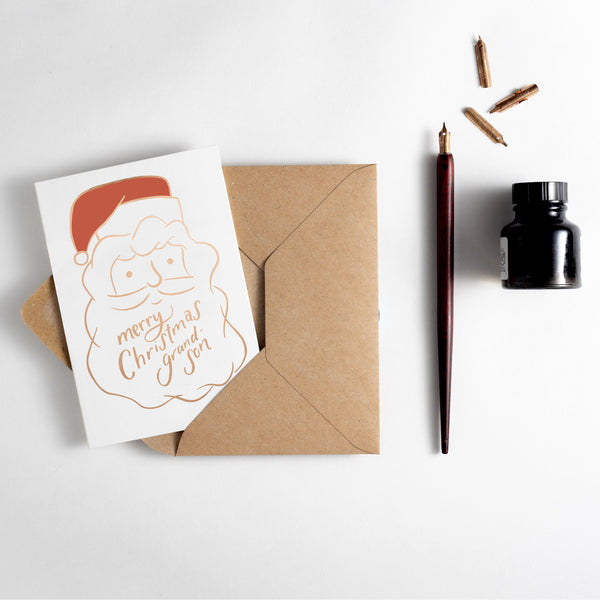 Merry Christmas Grandson Letterpress Christmas Card