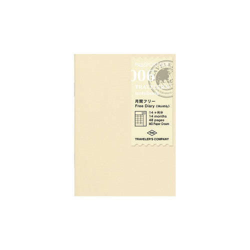Traveler's Company Notebook Passport Size Refill 006 Monthly Planner Undated