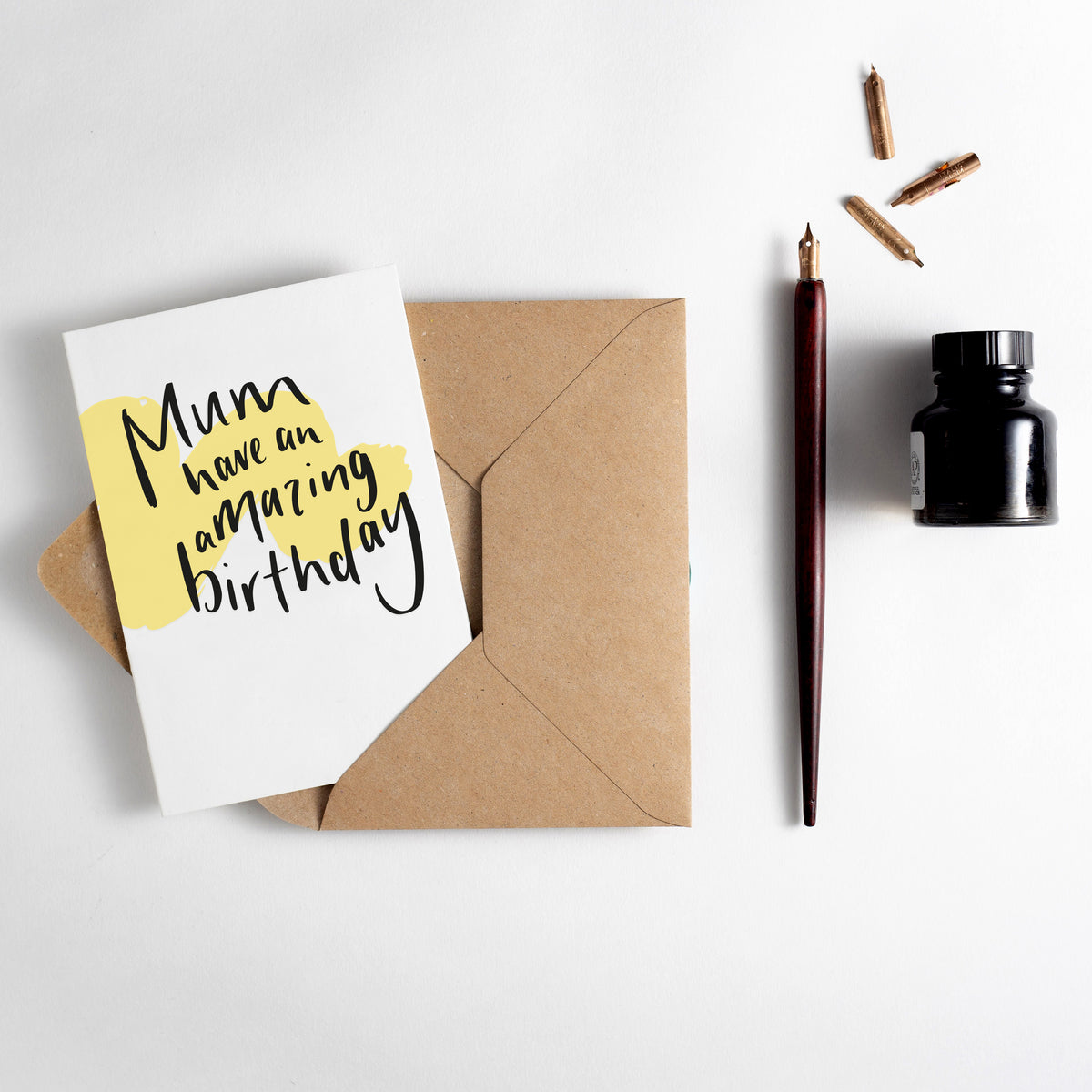 Mum Have An Amazing Birthday Brush Strokes Letterpress Card