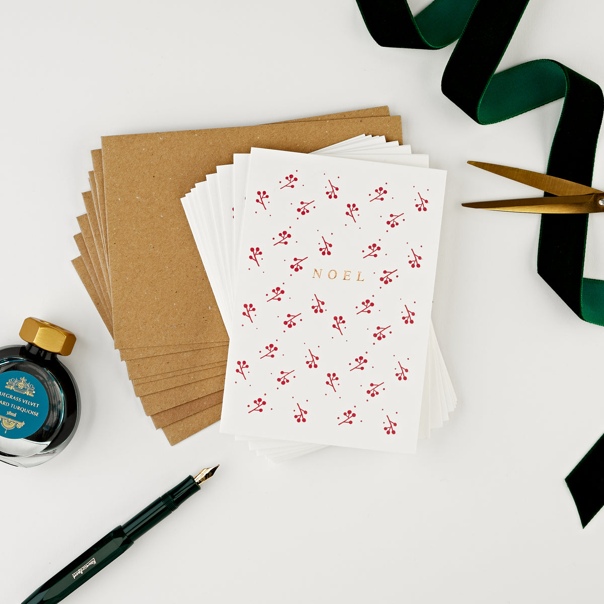 Noel Pack of 8 Letterpress Christmas Cards