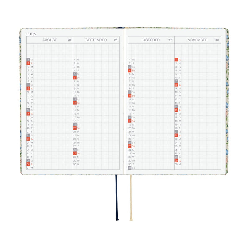 Hobonichi Techo A6 HON 2026 Liberty Fabrics: Sasha Kiora (January Start)