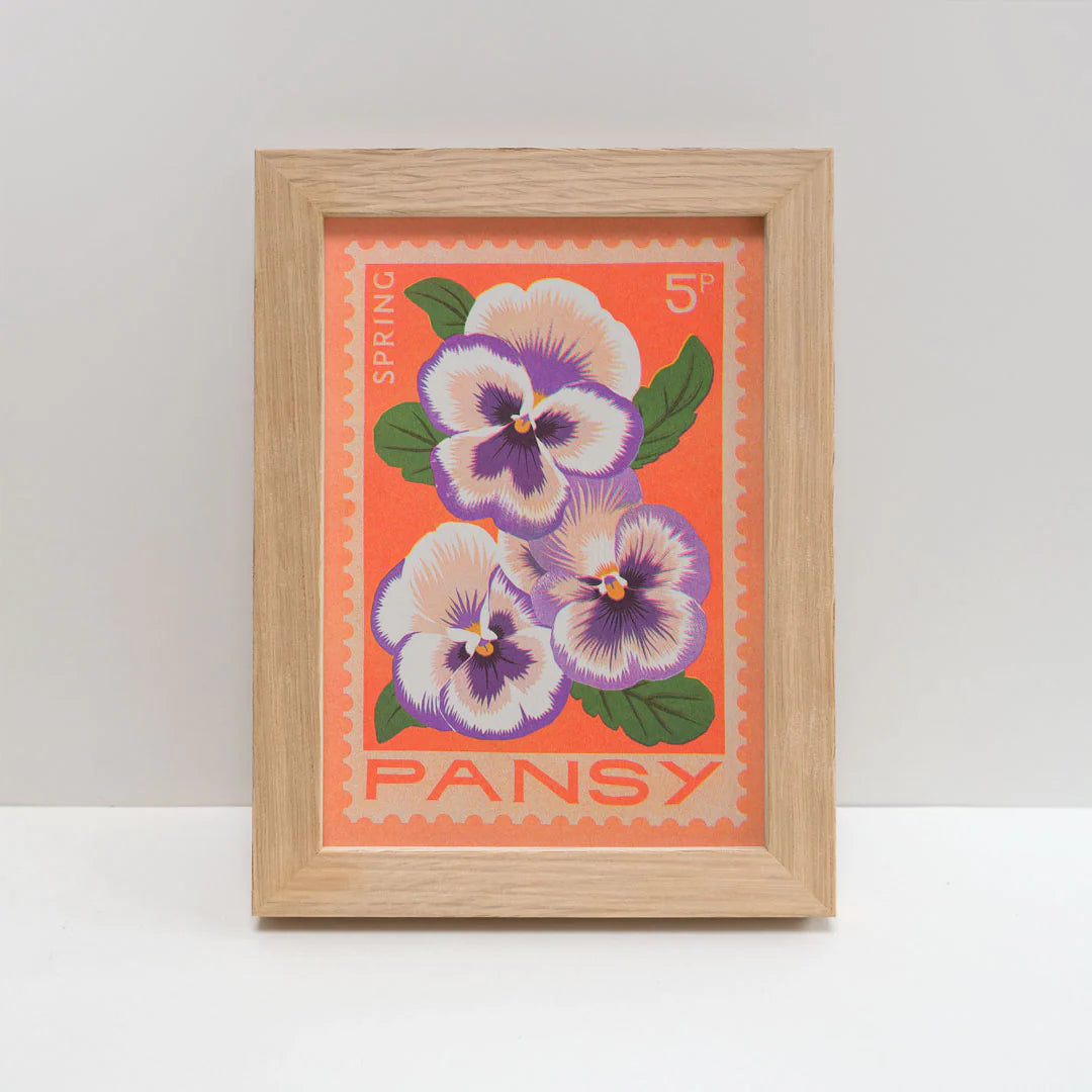 Pansy Stamp - A5 Risograph Print