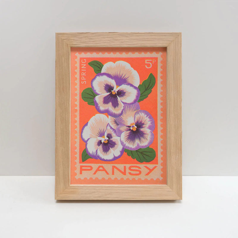 Pansy Stamp - A5 Risograph Print