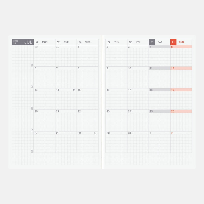 Hobonichi Techo 2026 English Original Book (January Start) A6