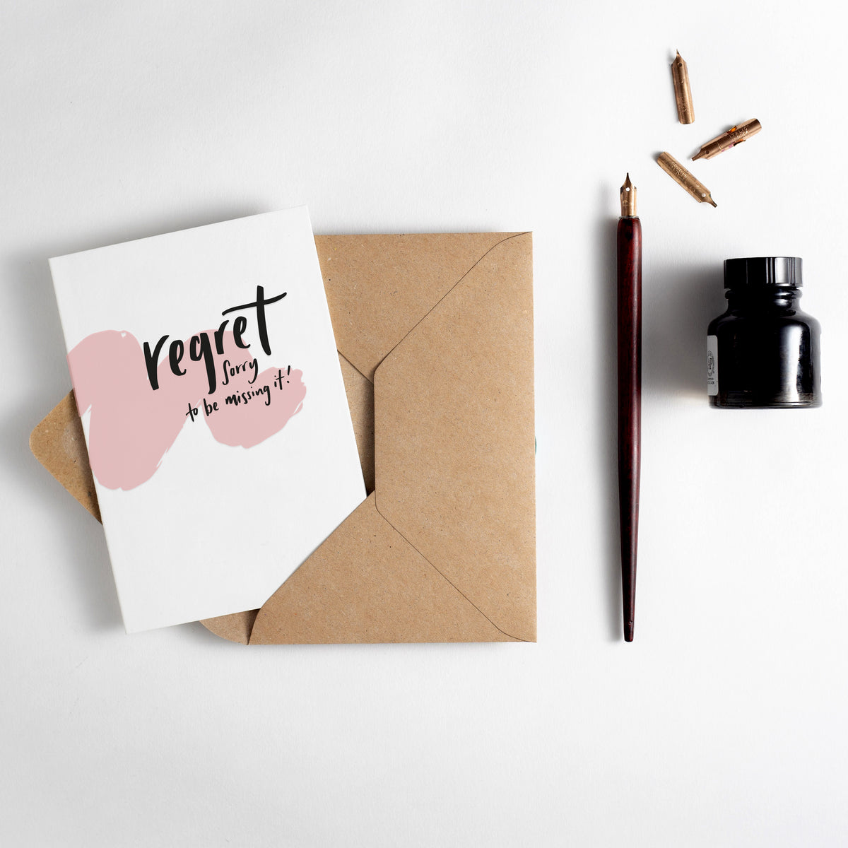 Regret RSVP Brush Strokes Letterpress Card