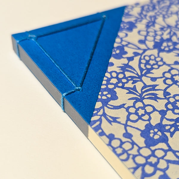 Kadotoji shibori floral arabesque/blue Large Square Handbound Notebook