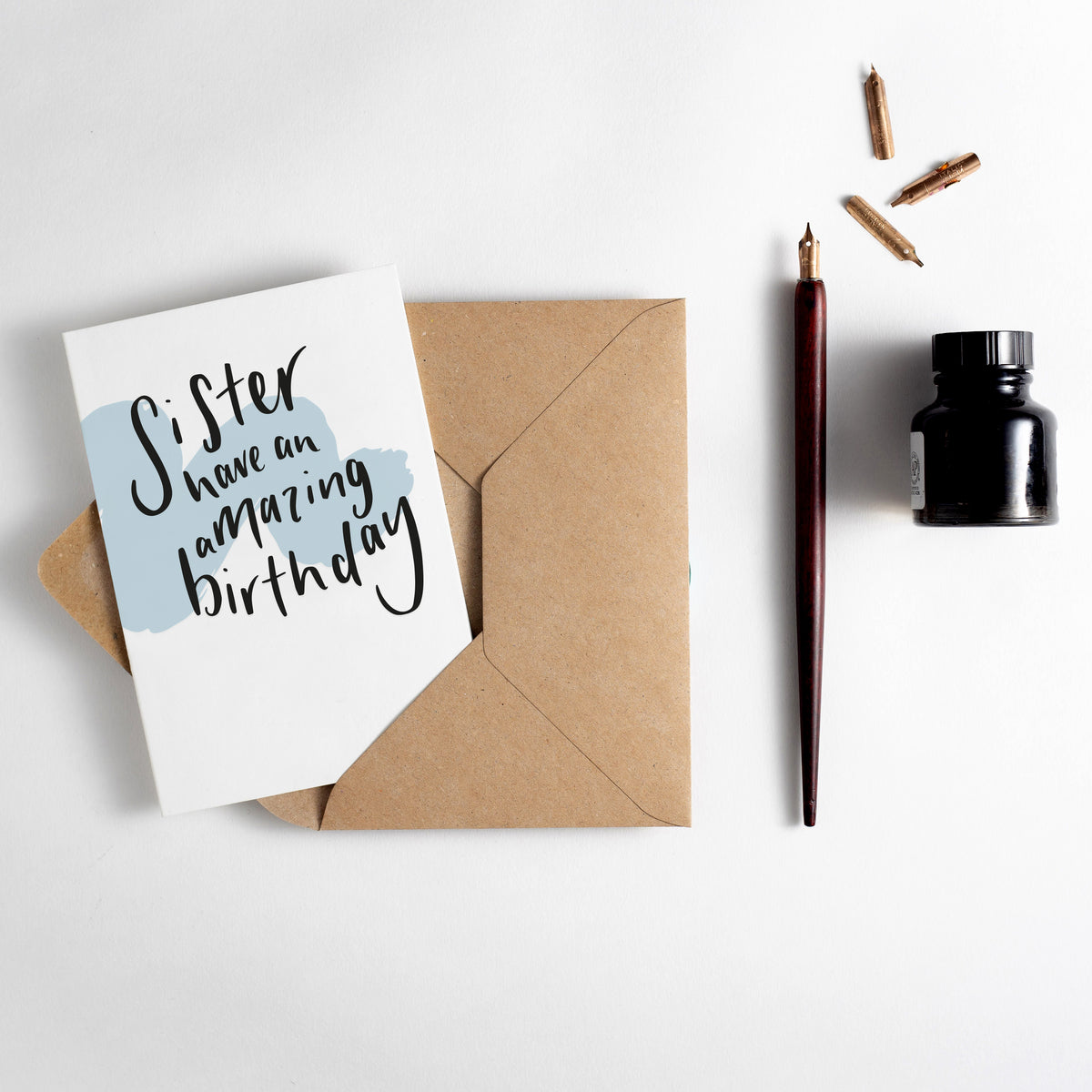 Sister Have An Amazing Birthday Brush Strokes Letterpress Card