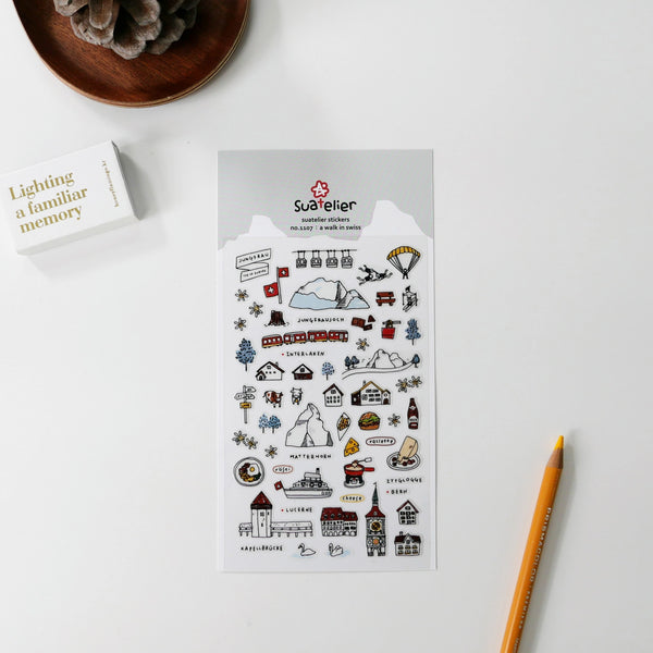 Suatelier Stickers no. 1107 a walk in swiss