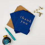 Thank You Blue Box of 8 Letterpress Cards