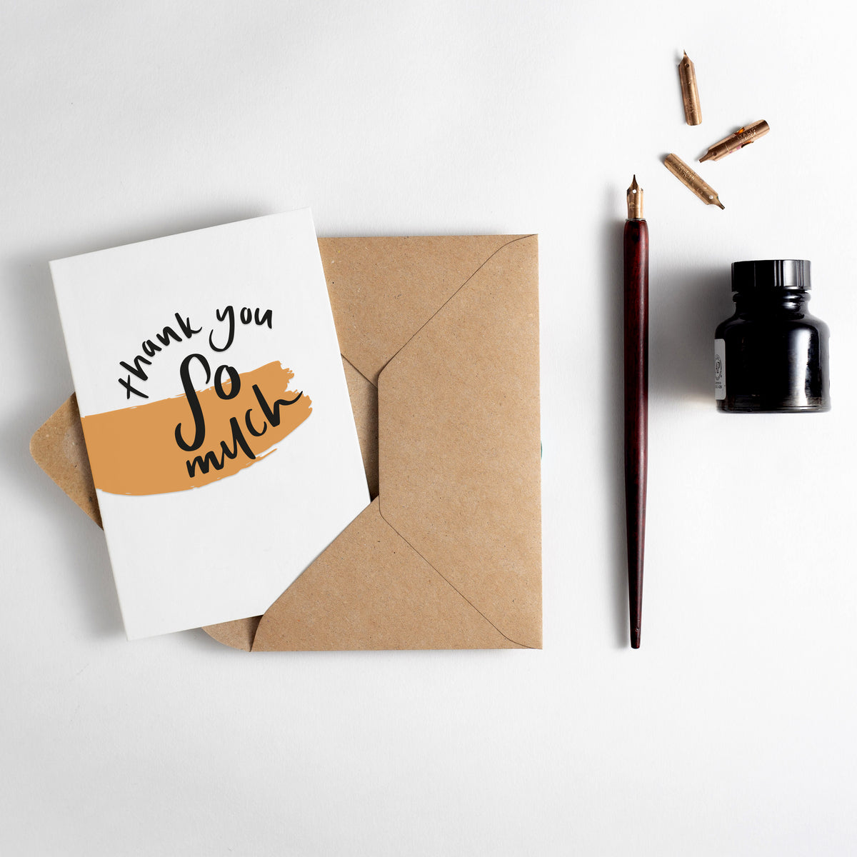 Thank You So Much Brush Strokes Letterpress Card