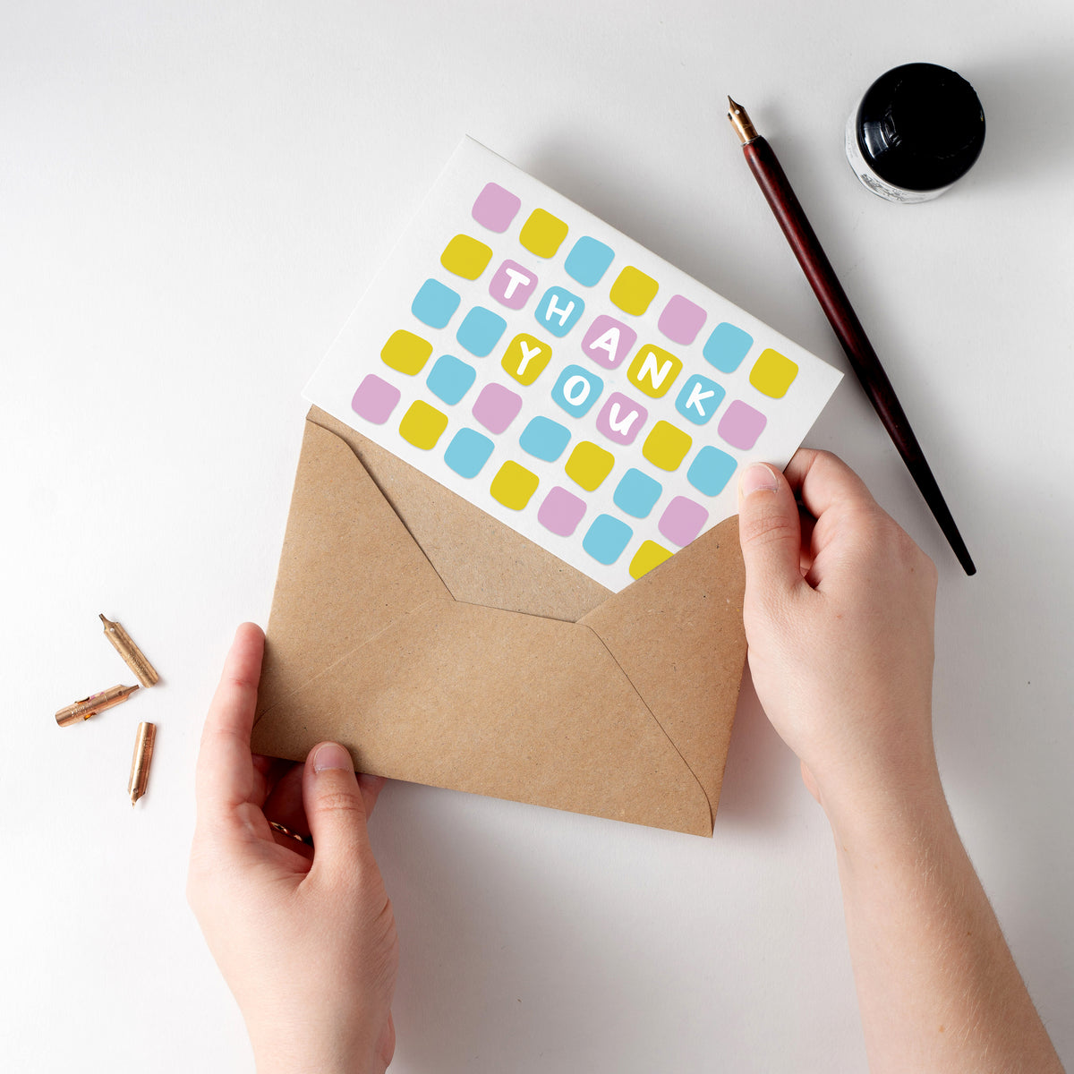 Thank You Squares Letterpress Card