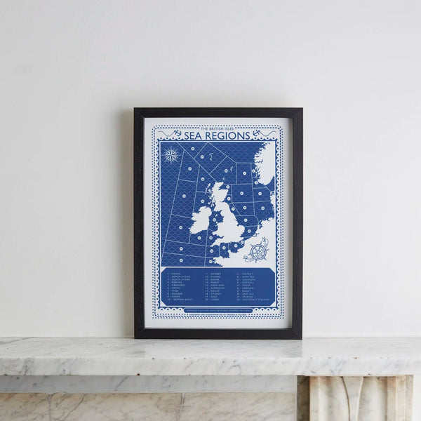 The British Isles Sea Regions Screen Print A3