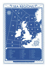 The British Isles Sea Regions Screen Print A3