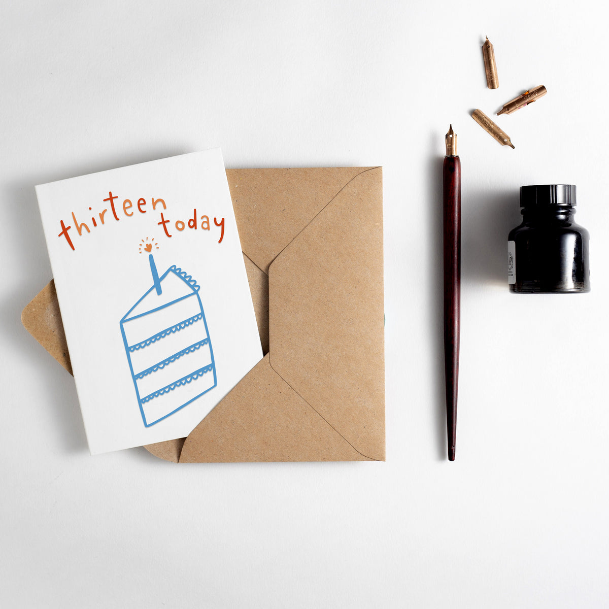 Thirteen Today Letterpress Birthday Card