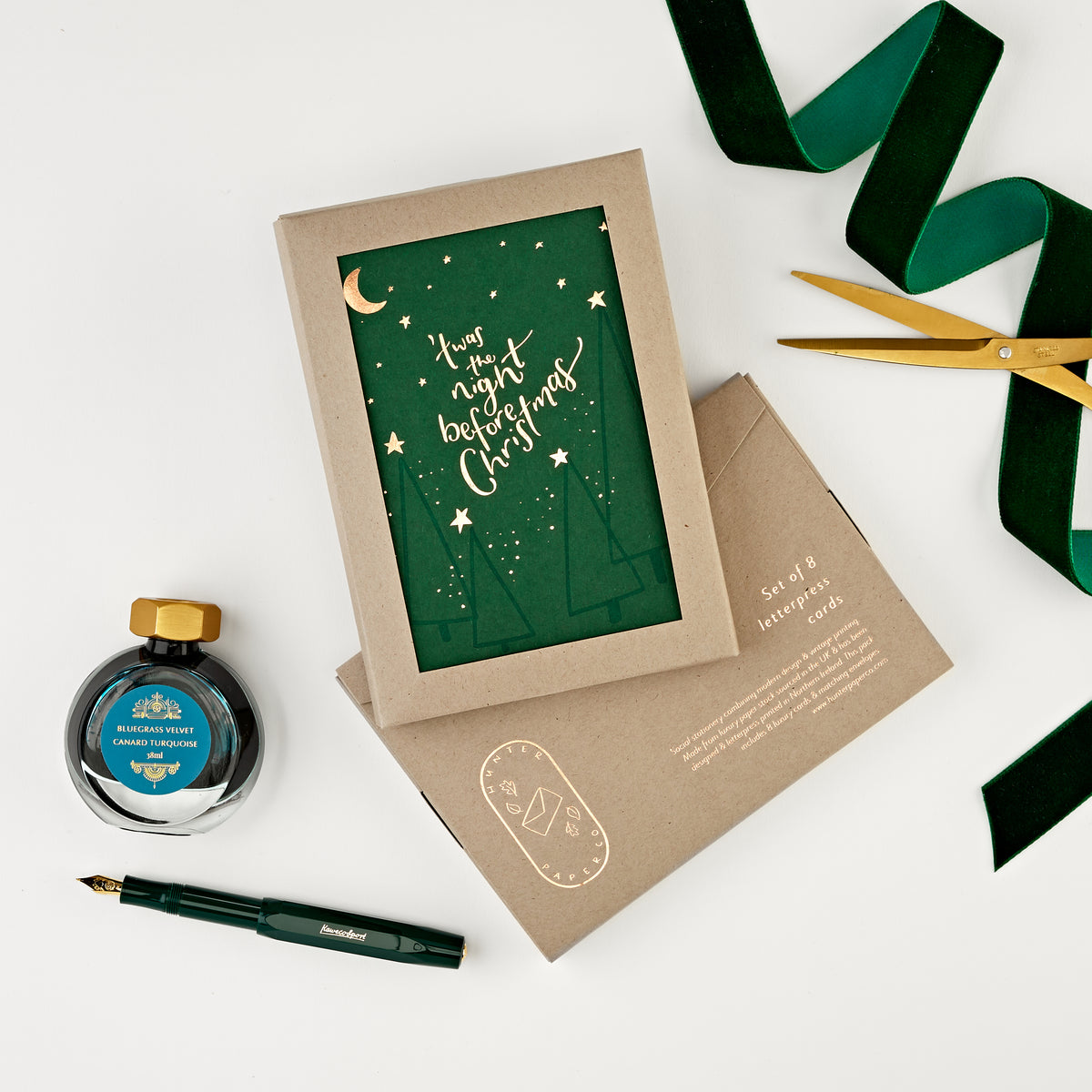 Twas The Night Before Christmas Pack of 8 Letterpress Christmas Cards