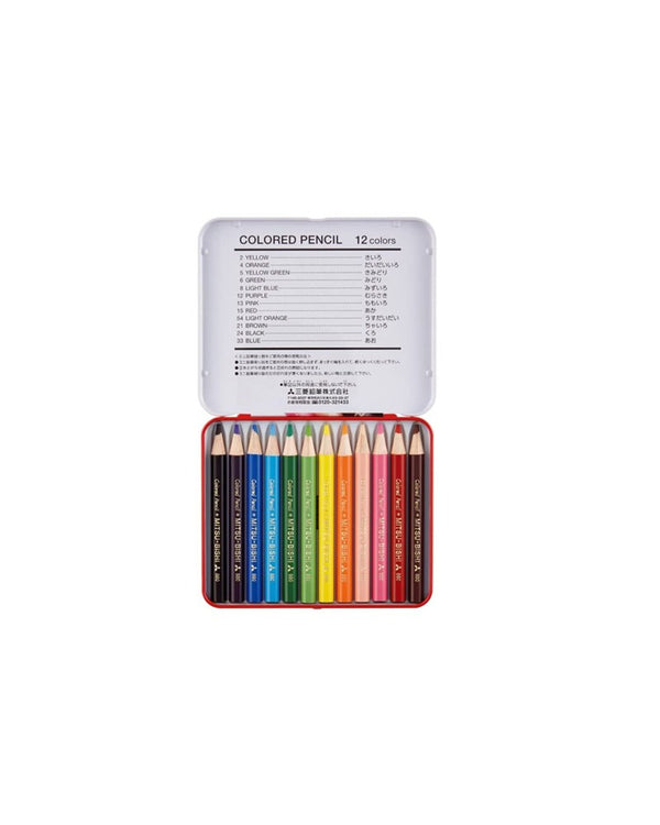 Uni Tin of 12 Mini Coloured Pencils