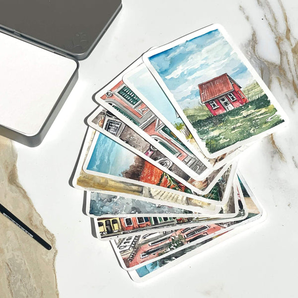Hahnemuhle Tin of 30 Watercolour 230gsm Matt A6 Postcards