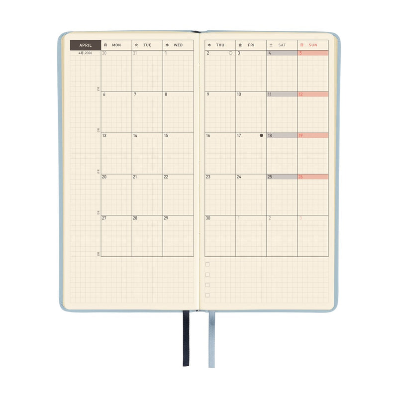 Hobonichi Weeks 2026 Leather: Snow Blue (January Start)
