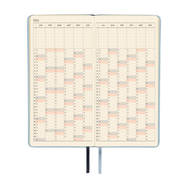 Hobonichi Weeks 2026 Leather: Snow Blue (January Start)