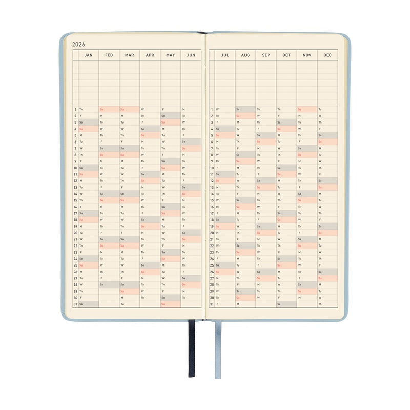Hobonichi Weeks 2026 Leather: Snow Blue (January Start)