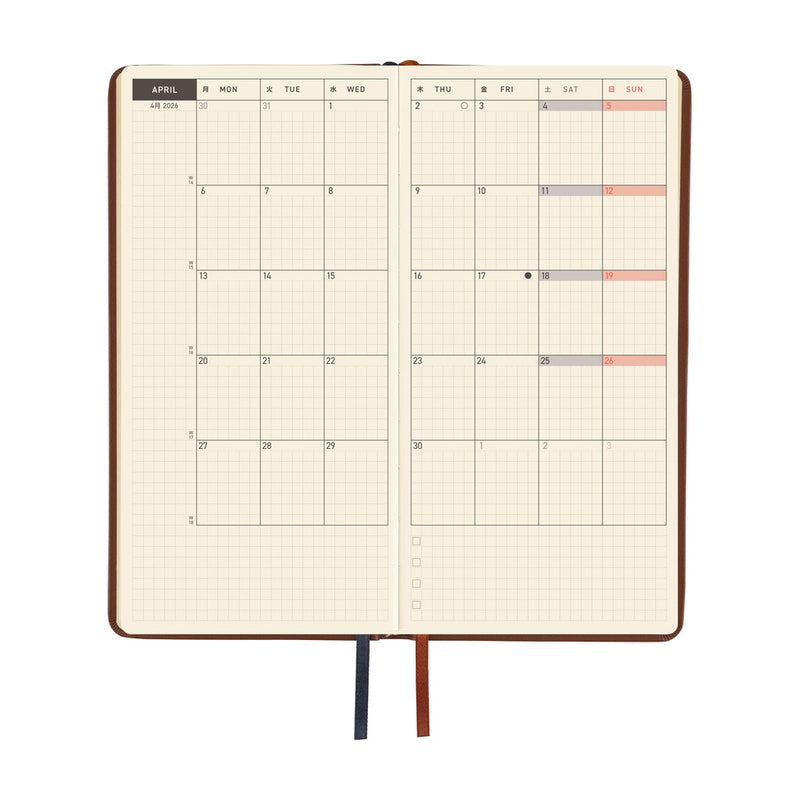 Hobonichi Weeks 2026 Leather: Wine Brown (January Start)