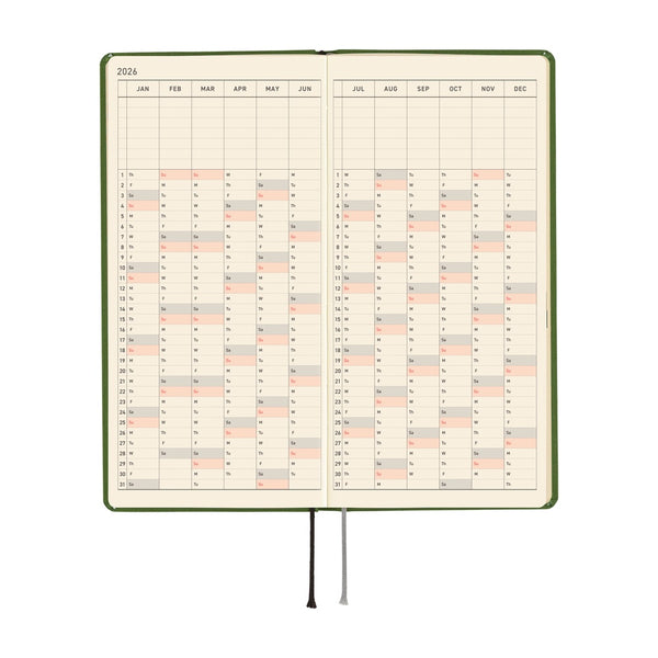 Hobonichi Weeks Mega 2026 Colours: Antique Green (January Start)