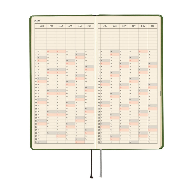 Hobonichi Weeks Mega 2026 Colours: Antique Green (January Start)