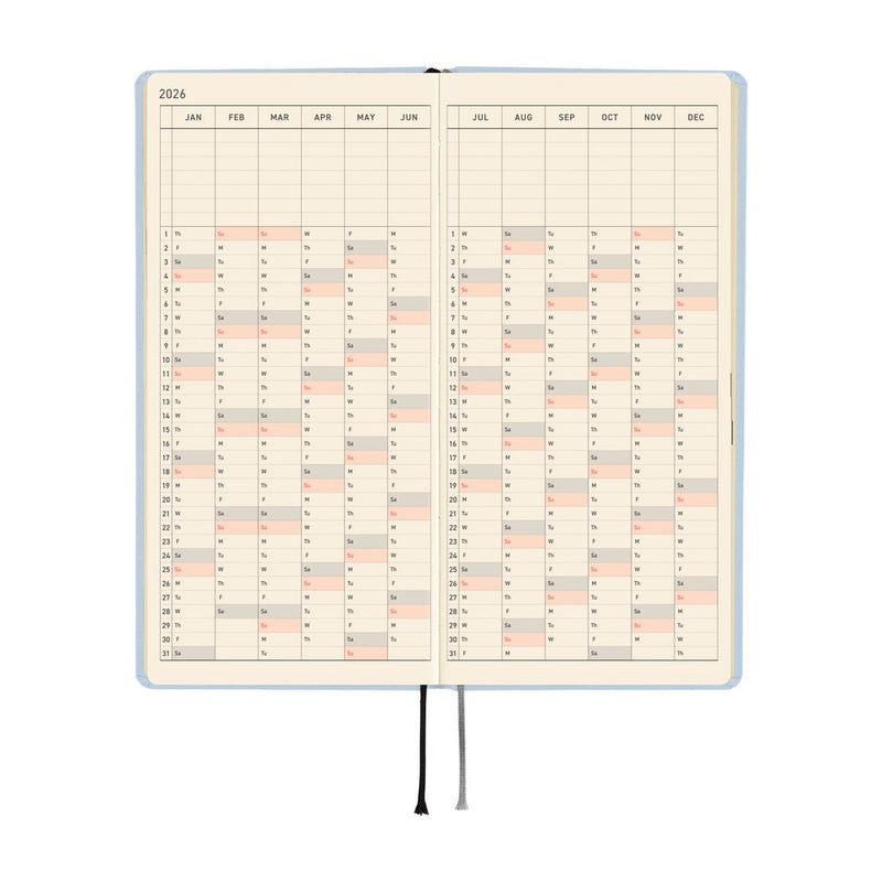 Hobonichi Weeks Mega 2026 Colours: Sky Mist (January Start)