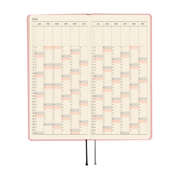 Hobonichi Weeks Mega 2026 Colours: Strawberry Milk (January Start)
