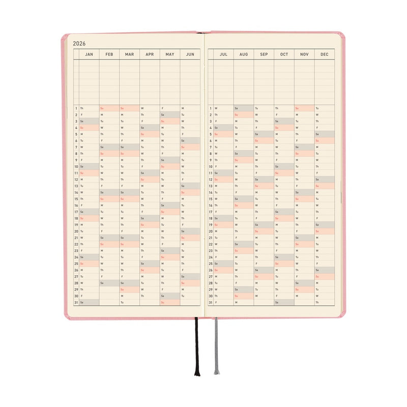 Hobonichi Weeks Mega 2026 Colours: Strawberry Milk (January Start)