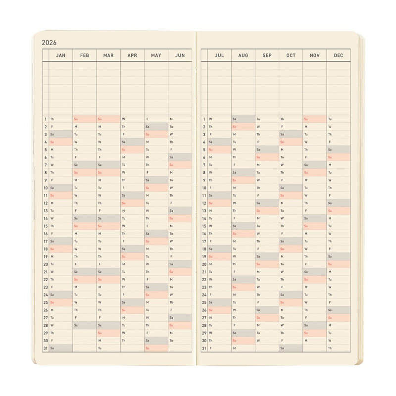 Hobonichi Weeks Mega 2026 Sneaker: Tomato Red (January Start)