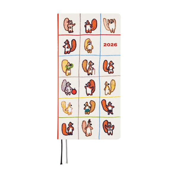 Hobonichi Weeks 2026 100%ORANGE: Squirrel's Moving Day (January Start)