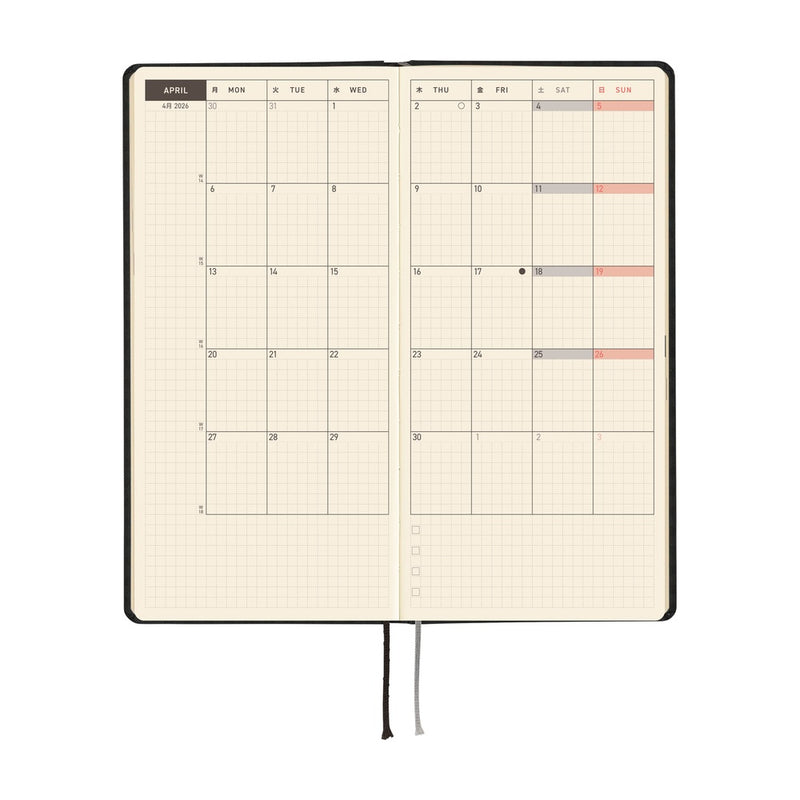 Hobonichi Weeks 2026 Paper Series: Black Gingham (January Start)