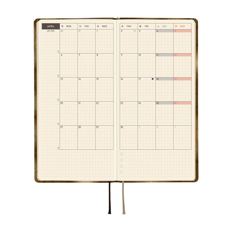 Hobonichi Weeks 2026 Shirt Fabric: Foggy Plaid (January Start)
