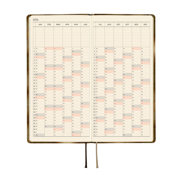Hobonichi Weeks 2026 Shirt Fabric: Foggy Plaid (January Start)