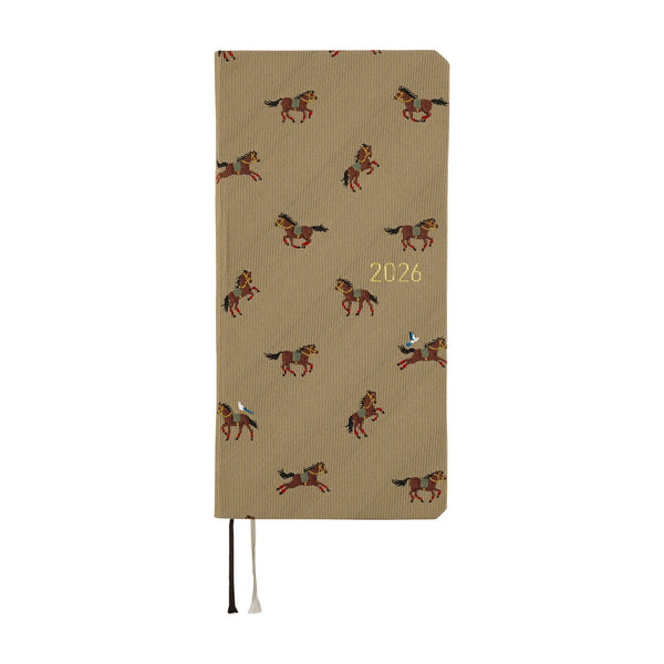 Hobonichi Weeks 2026 Bow & Tie: Galloping Horses (January Start)