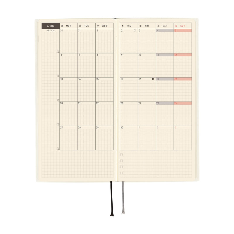 Hobonichi Weeks 2026 White Line: Ivory (January Start)
