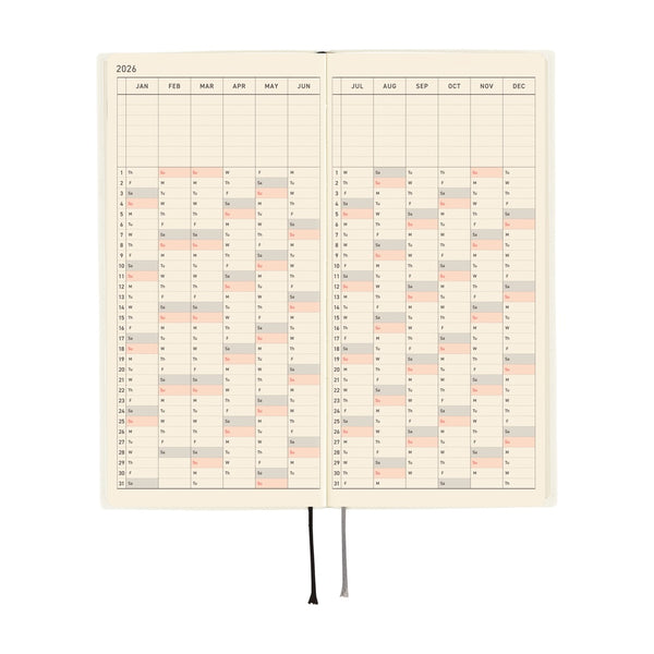 Hobonichi Weeks 2026 White Line: Ivory (January Start)