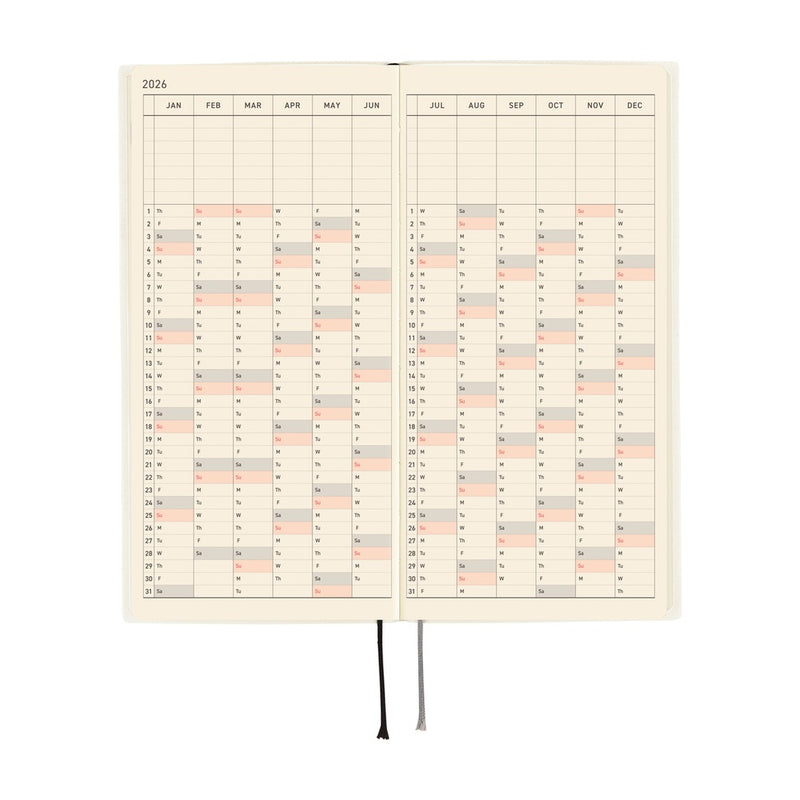 Hobonichi Weeks 2026 White Line: Ivory (January Start)