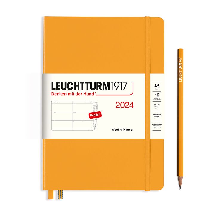 Leuchtturm 2024 Hardcover Diary - Weekly Planner A5 Rising Sun Orange