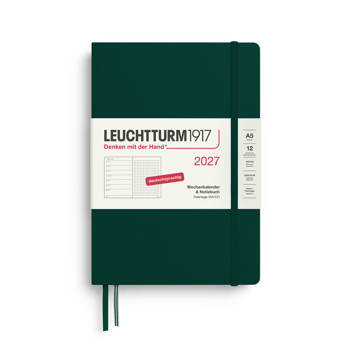 Leuchtturm 2027 A5 Hardcover Diary - Weekly Planner & Notebook (dotted)