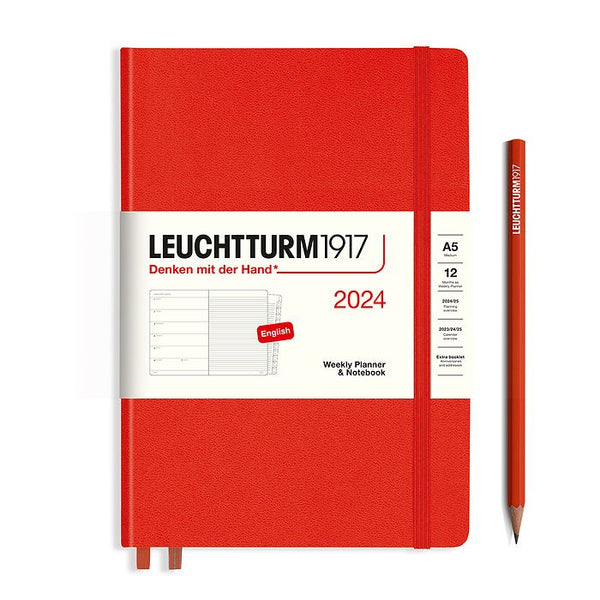 Leuchtturm 2024 Hardcover Diary - Weekly Planner & Notebook A5 Fox Red