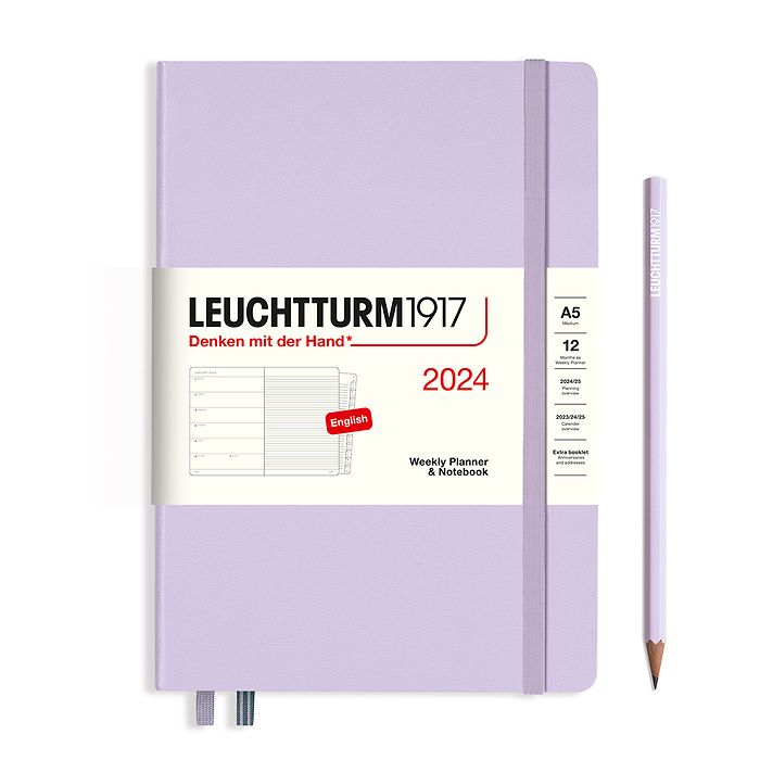 Leuchtturm 2024 Hardcover Diary - Weekly Planner & Notebook A5 Lilac