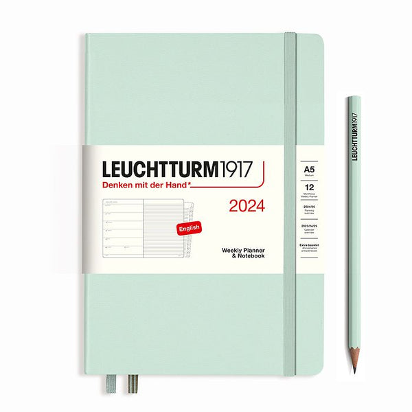 Leuchtturm 2024 Hardcover Diary - Weekly Planner & Notebook A5 Mint Green
