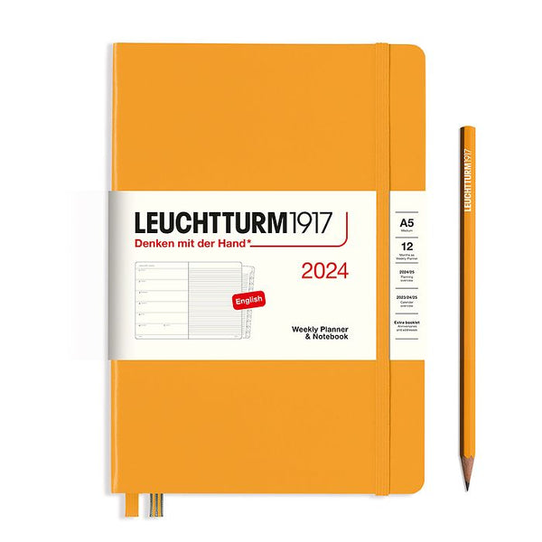 Leuchtturm 2024 Hardcover Diary - Weekly Planner & Notebook A5 Rising Sun Orange