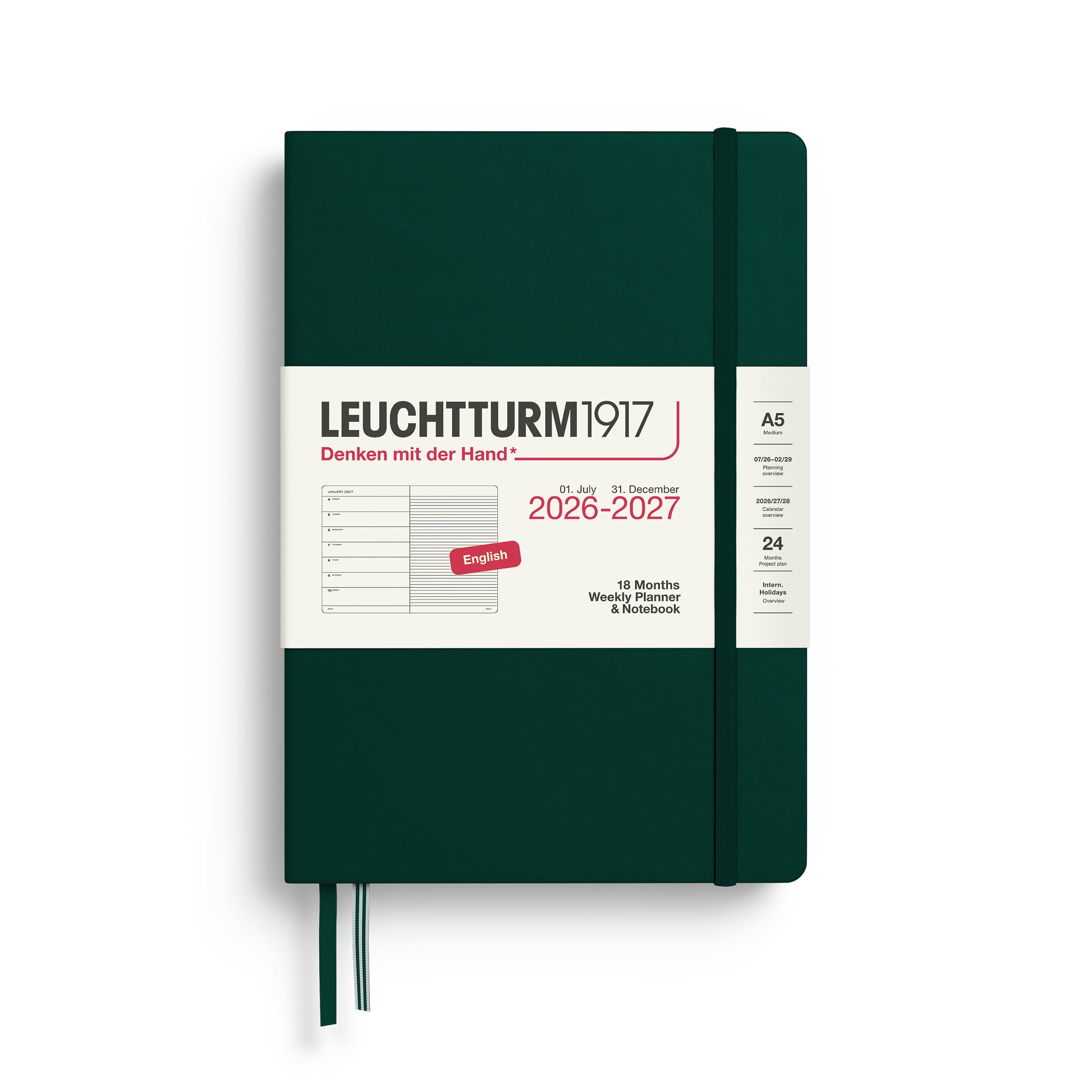Leuchtturm A5 18 Month Weekly Planner & Notebook - 2026-2027, $30.77