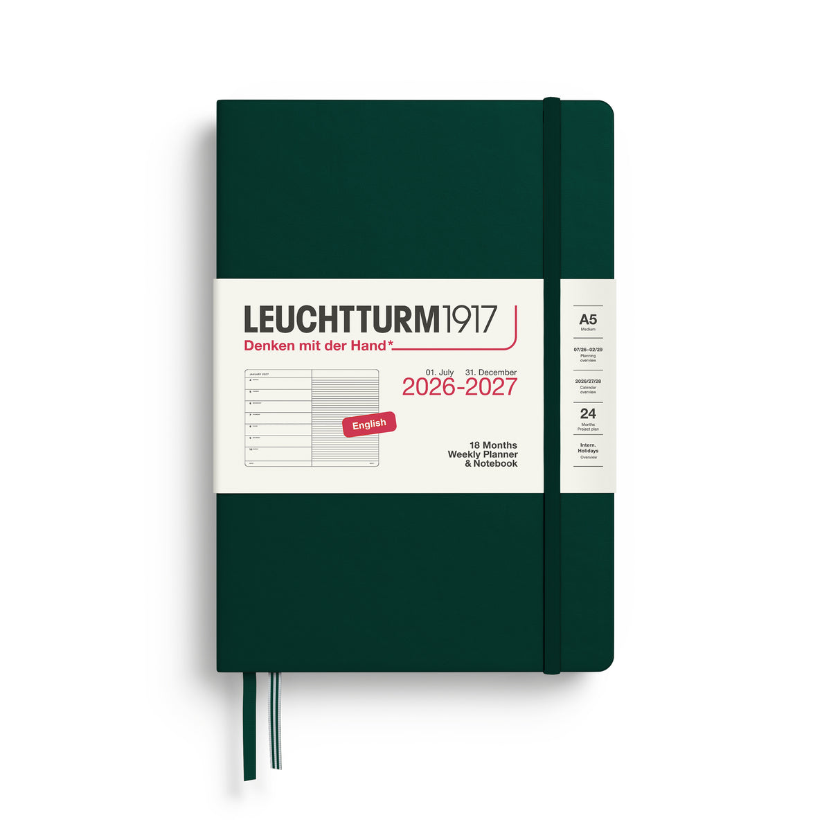 Leuchtturm A5 18 Month Weekly Planner & Notebook - 2026-2027