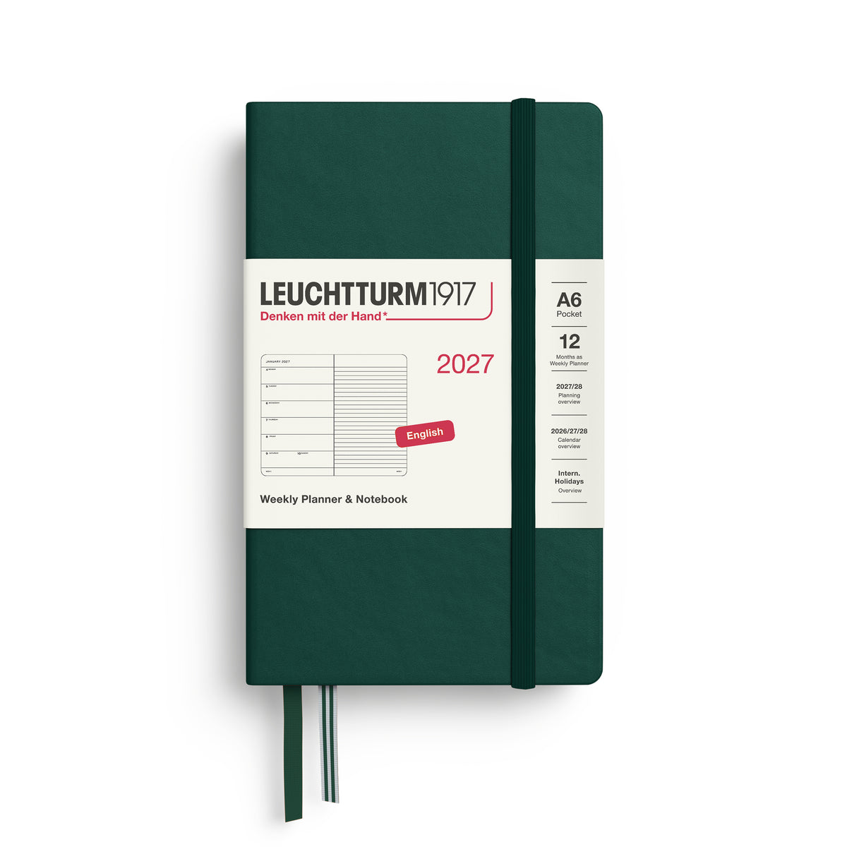 Leuchtturm 2027 Hardcover Diary - Weekly Planner and Notebook A6