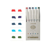 Sailor Shikiori Twin-Tip Brush Markers - 5 Pack