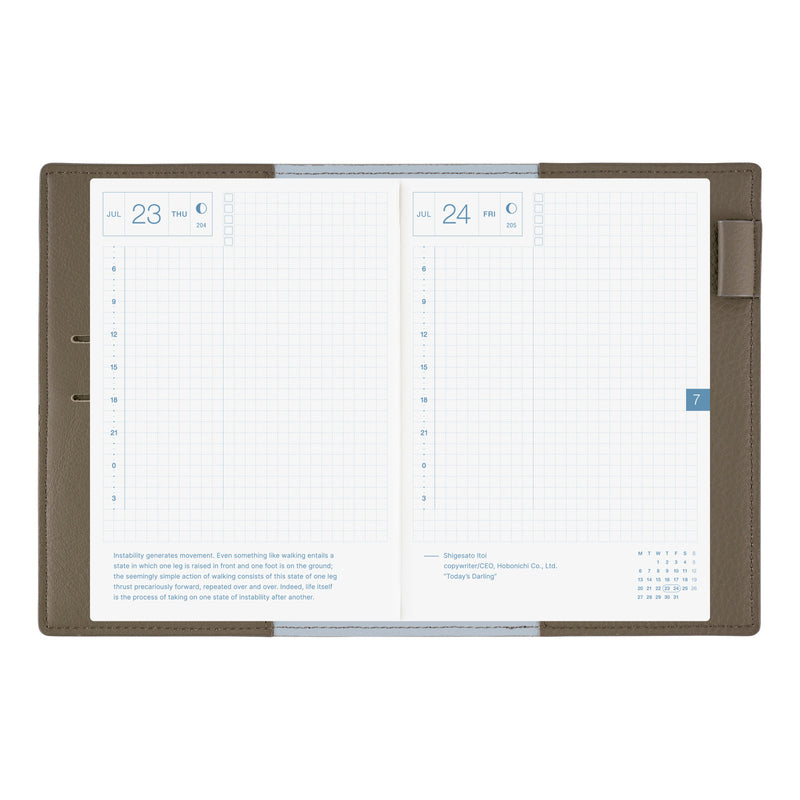 Hobonichi A6 Cover - Leather: Taut (Gray & Light Blue)